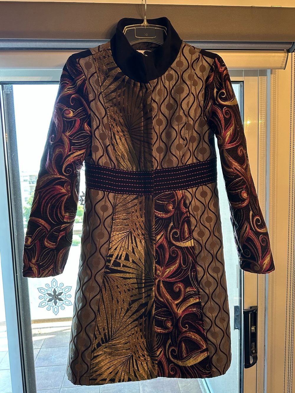 Vintage Pink Martini — Medium — Arabesque Colour Block Hand Quilted Warm Coat